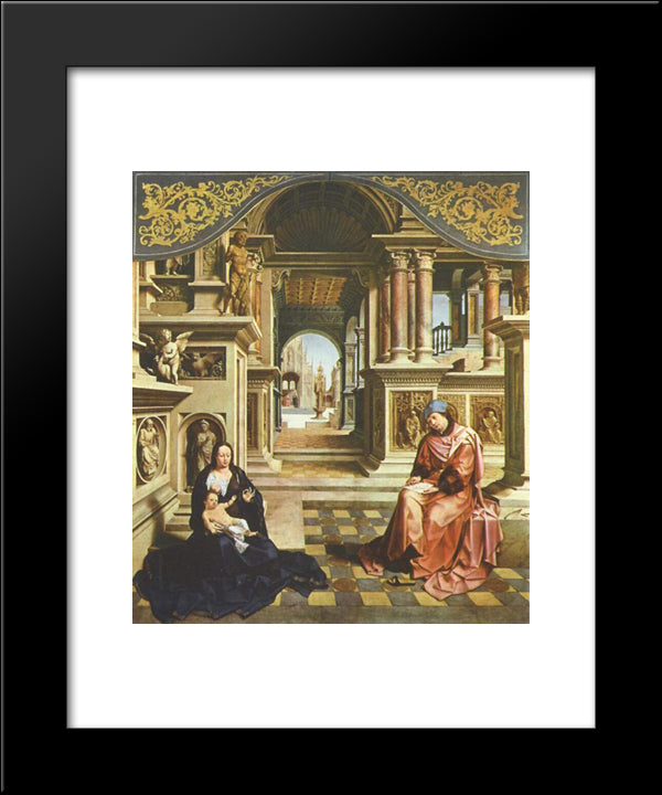 Saint Luke Painting The Virgin 20x24 Black Modern Wood Framed Art Print Poster by Mabuse