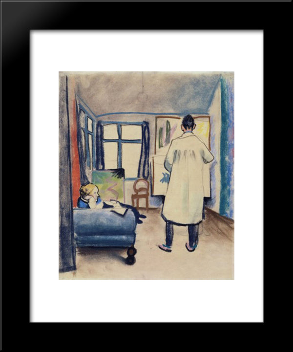 Franz Marc And Maria In The Studio 20x24 Black Modern Wood Framed Art Print Poster by Macke, August