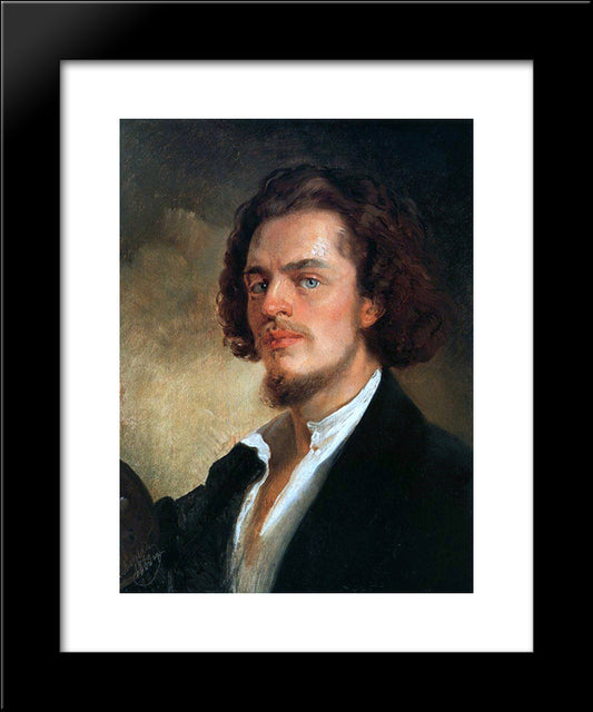 Self-Portrait 20x24 Black Modern Wood Framed Art Print Poster by Makovsky, Konstantin