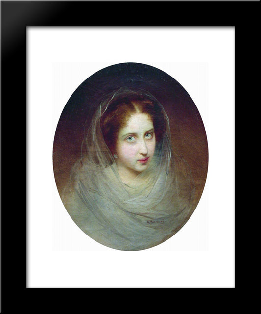 Female Portrait 20x24 Black Modern Wood Framed Art Print Poster by Makovsky, Konstantin