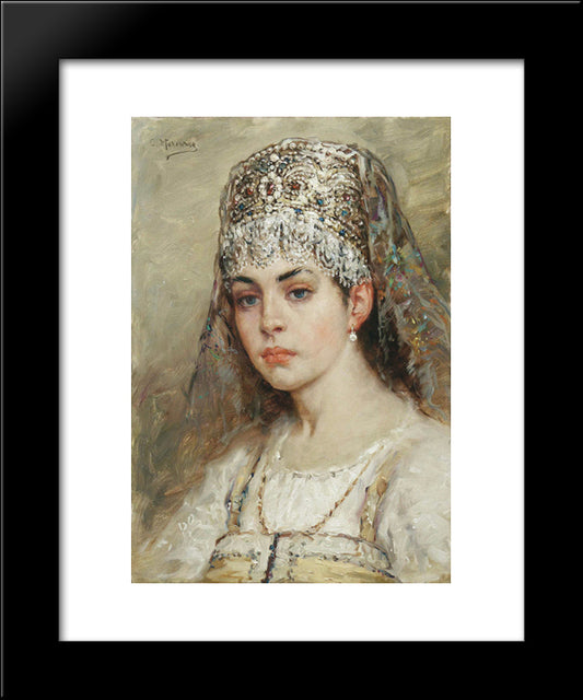 Boyaryshnya 20x24 Black Modern Wood Framed Art Print Poster by Makovsky, Konstantin