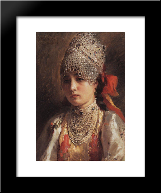 Boyaryshnya 20x24 Black Modern Wood Framed Art Print Poster by Makovsky, Konstantin