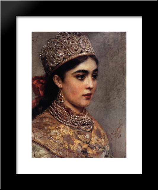 Boyaryshnya 20x24 Black Modern Wood Framed Art Print Poster by Makovsky, Konstantin