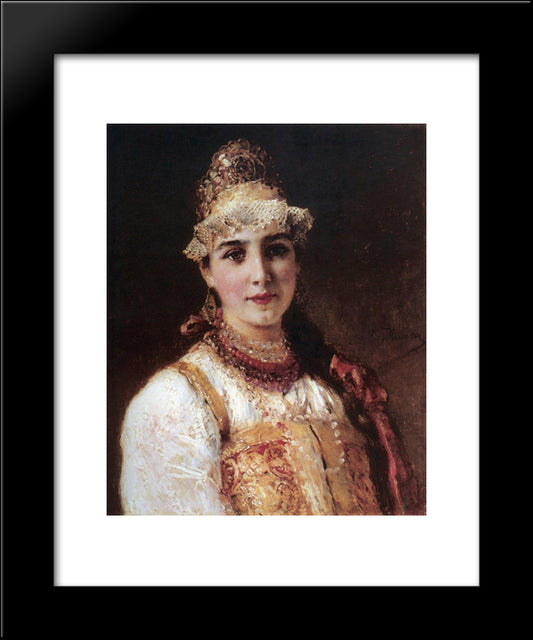 Boyaryshnya 20x24 Black Modern Wood Framed Art Print Poster by Makovsky, Konstantin