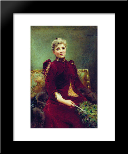 Portrait Of Hudenkova 20x24 Black Modern Wood Framed Art Print Poster by Makovsky, Konstantin