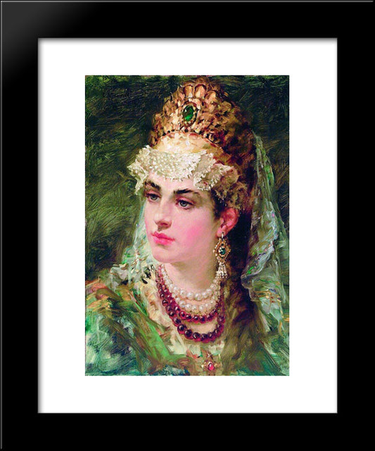 Boyaryshnya 20x24 Black Modern Wood Framed Art Print Poster by Makovsky, Konstantin