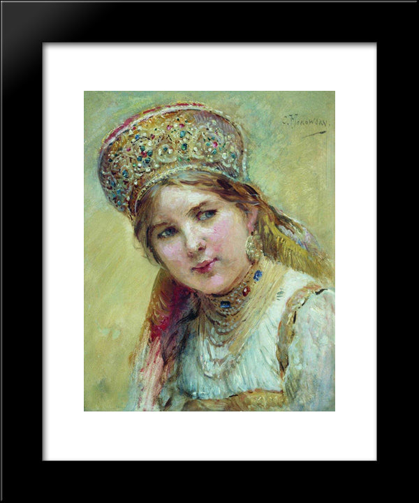 Boyaryshnya 20x24 Black Modern Wood Framed Art Print Poster by Makovsky, Konstantin