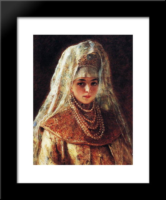 Boyaryshnya 20x24 Black Modern Wood Framed Art Print Poster by Makovsky, Konstantin