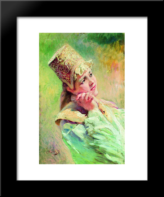 Boyaryshnya 20x24 Black Modern Wood Framed Art Print Poster by Makovsky, Konstantin