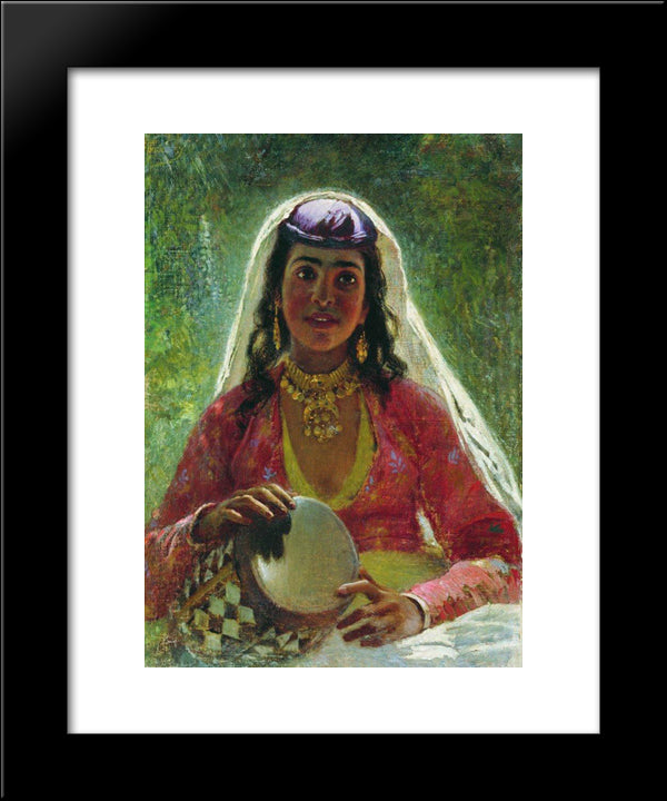 Gipsy 20x24 Black Modern Wood Framed Art Print Poster by Makovsky, Konstantin