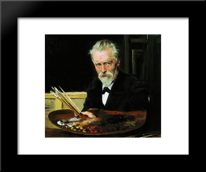 Self Portrait 20x24 Black Modern Wood Framed Art Print Poster by Makovsky, Vladimir