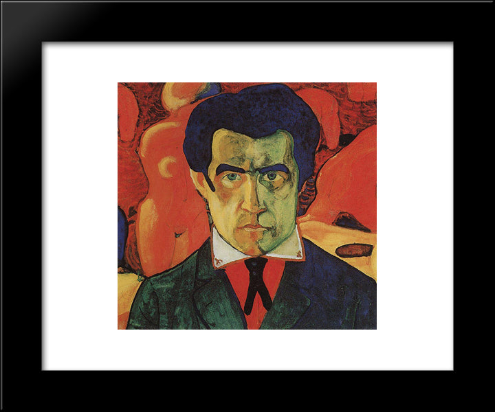 Self-Portrait 20x24 Black Modern Wood Framed Art Print Poster by Malevich, Kazimir