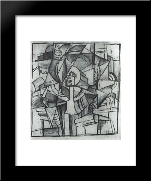 Cubo-Futurist Composition 20x24 Black Modern Wood Framed Art Print Poster by Malevich, Kazimir
