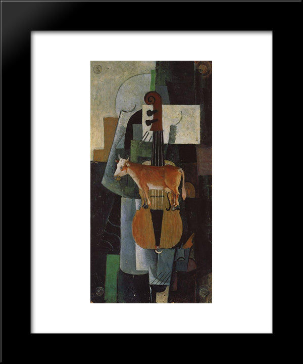 Cow And Fiddle 20x24 Black Modern Wood Framed Art Print Poster by Malevich, Kazimir