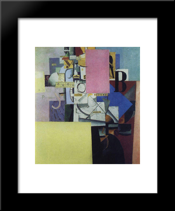 Lady At The Poster Column 20x24 Black Modern Wood Framed Art Print Poster by Malevich, Kazimir