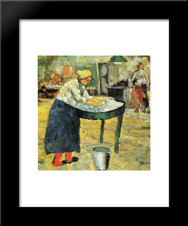 Laundress 20x24 Black Modern Wood Framed Art Print Poster by Malevich, Kazimir