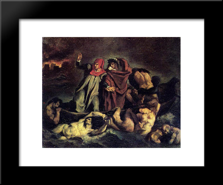 The Barque Of Dante (Copy After Delacroix) 20x24 Black Modern Wood Framed Art Print Poster by Manet, Edouard