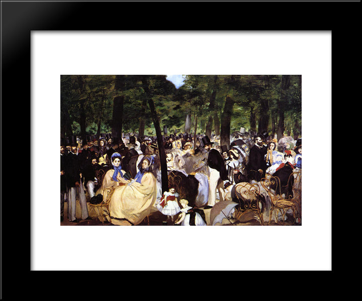 Music In The Tuileries Garden 20x24 Black Modern Wood Framed Art Print Poster by Manet, Edouard