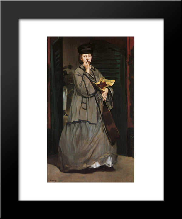 Street Singer 20x24 Black Modern Wood Framed Art Print Poster by Manet, Edouard