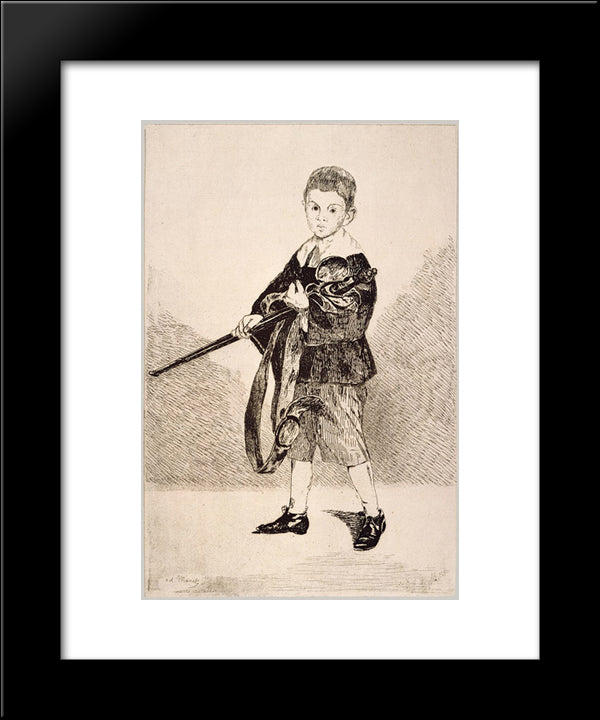 The Boy With A Sword 20x24 Black Modern Wood Framed Art Print Poster by Manet, Edouard