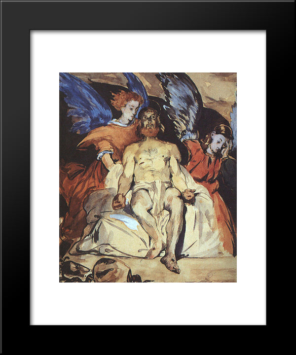 Study To 'Dead Christ With Angels' 20x24 Black Modern Wood Framed Art Print Poster by Manet, Edouard