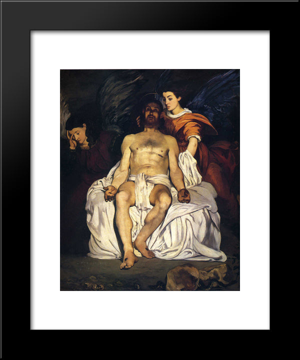 The Dead Christ With Angels 20x24 Black Modern Wood Framed Art Print Poster by Manet, Edouard
