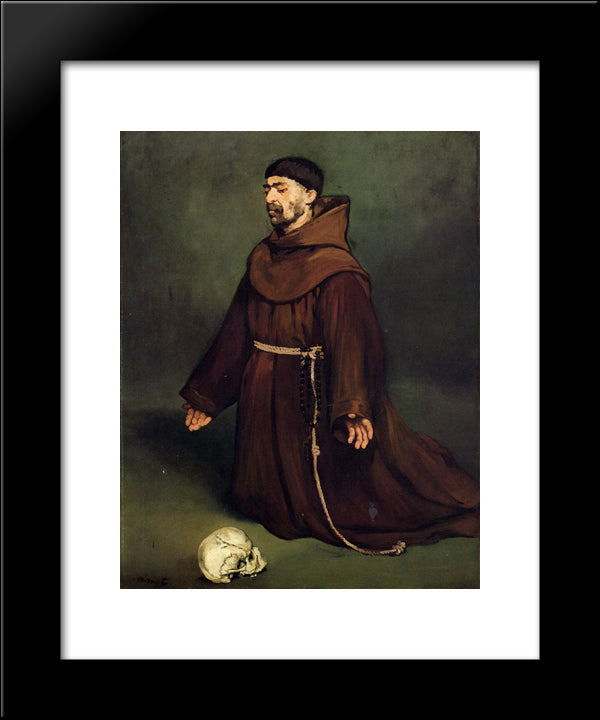 The Monk At Prayer 20x24 Black Modern Wood Framed Art Print Poster by Manet, Edouard