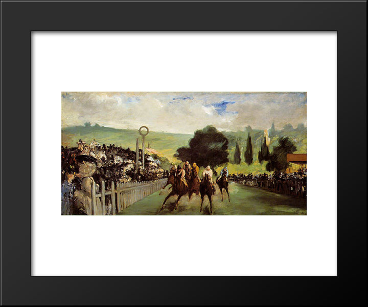 Races At Longchamp 20x24 Black Modern Wood Framed Art Print Poster by Manet, Edouard