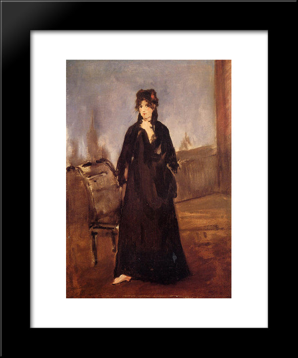 Young Woman With A Pink Shoe (Portrait Of Berthe Morisot) 20x24 Black Modern Wood Framed Art Print Poster by Manet, Edouard