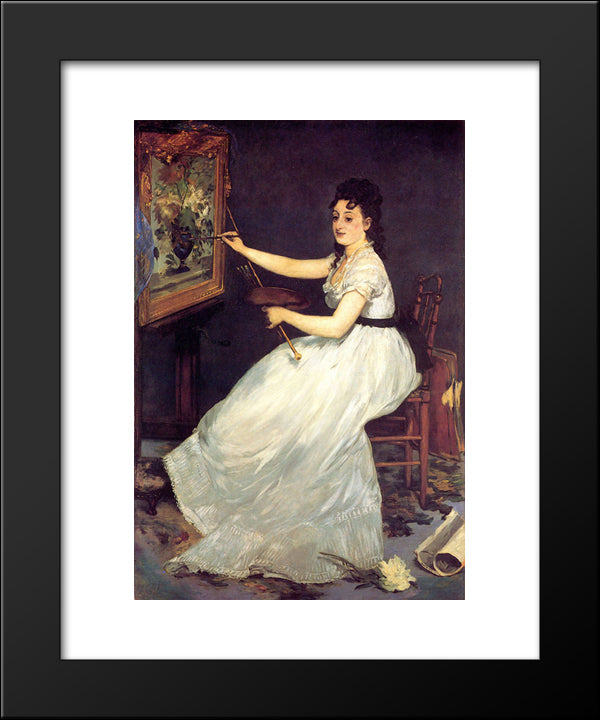 Portrait Of Eva Gonzales 20x24 Black Modern Wood Framed Art Print Poster by Manet, Edouard