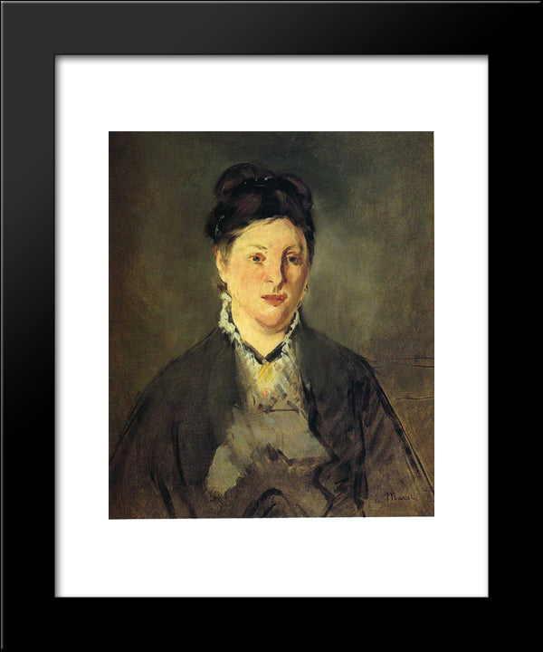 Portrait Of Suzanne Manet 20x24 Black Modern Wood Framed Art Print Poster by Manet, Edouard