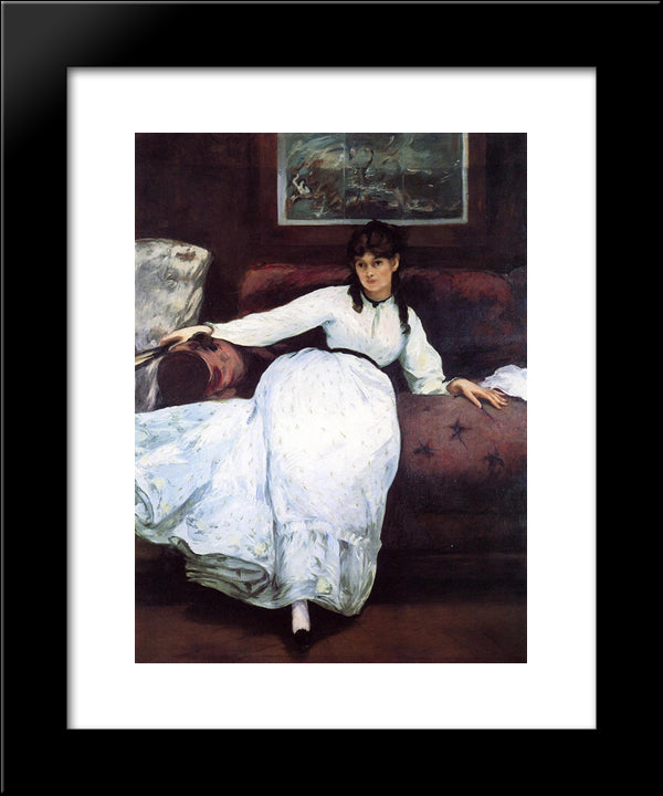 The Rest, Portrait Of Berthe Morisot 20x24 Black Modern Wood Framed Art Print Poster by Manet, Edouard