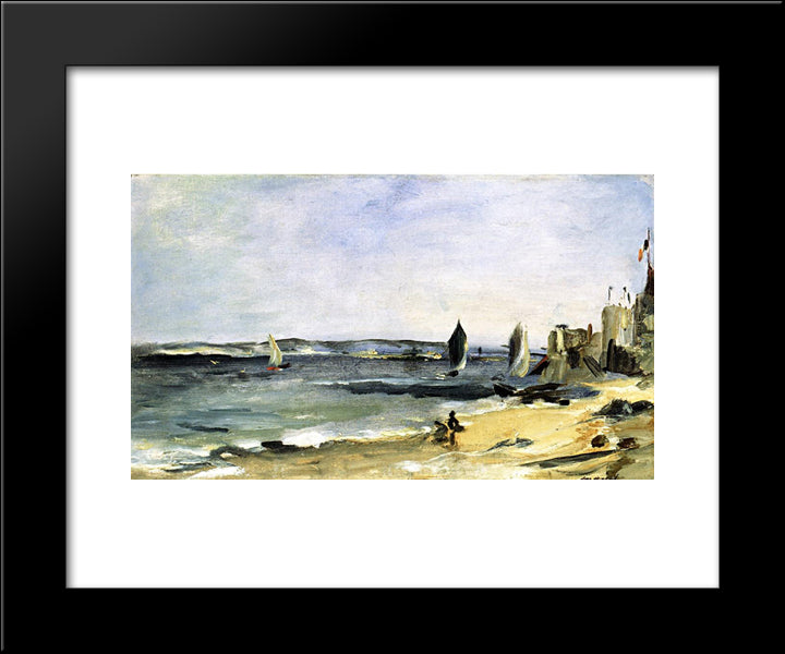 Seascape At Arcachon (Arcachon, Beautiful Weather) 20x24 Black Modern Wood Framed Art Print Poster by Manet, Edouard