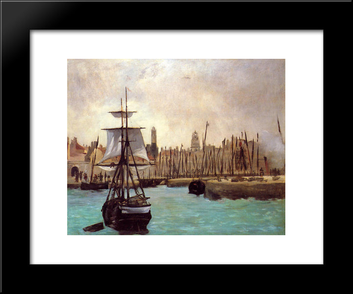 The Port Of Bordeaux 20x24 Black Modern Wood Framed Art Print Poster by Manet, Edouard