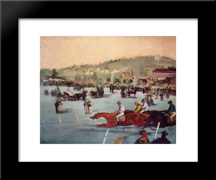 The Races In The Bois De Boulogne 20x24 Black Modern Wood Framed Art Print Poster by Manet, Edouard