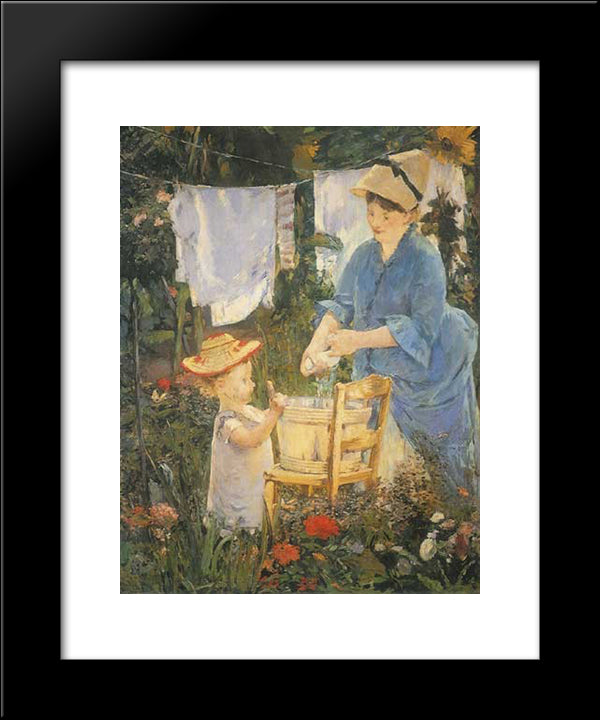 The Laundry 20x24 Black Modern Wood Framed Art Print Poster by Manet, Edouard