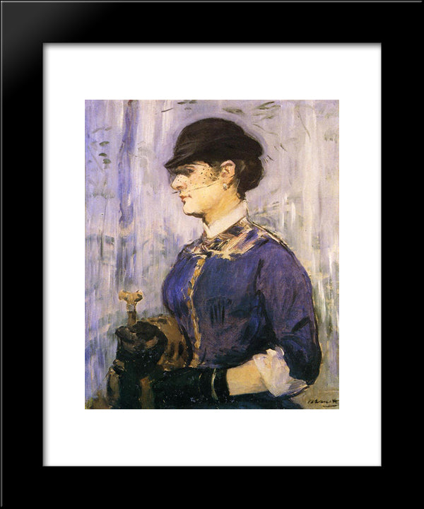 Young Woman In A Round Hat 20x24 Black Modern Wood Framed Art Print Poster by Manet, Edouard