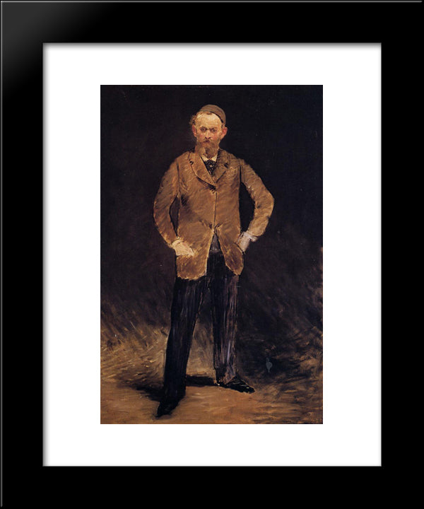 Self-Portrait With Skull-Cap 20x24 Black Modern Wood Framed Art Print Poster by Manet, Edouard