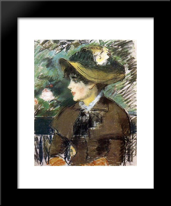 On The Bench 20x24 Black Modern Wood Framed Art Print Poster by Manet, Edouard