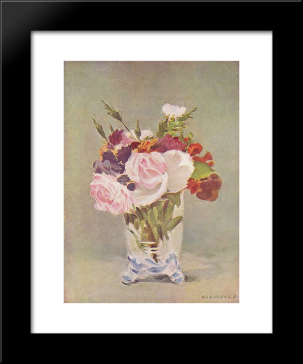 Still Life With Flowers 20x24 Black Modern Wood Framed Art Print Poster by Manet, Edouard