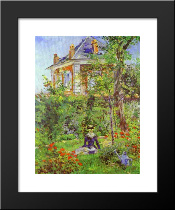 The Garden At Bellevue 20x24 Black Modern Wood Framed Art Print Poster by Manet, Edouard
