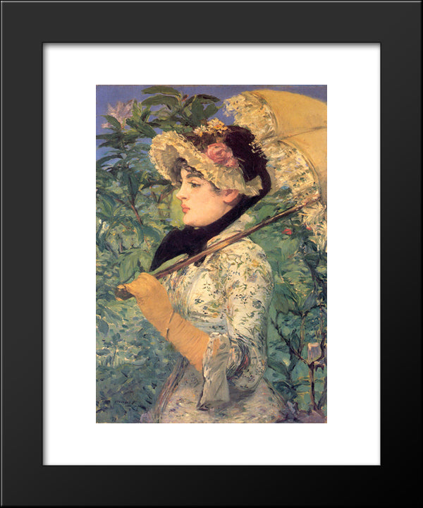 Spring (Study Of Jeanne Demarsy) 20x24 Black Modern Wood Framed Art Print Poster by Manet, Edouard