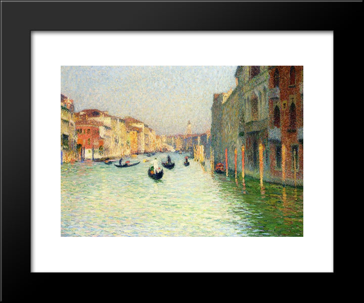 Gondolas In Venice 20x24 Black Modern Wood Framed Art Print Poster by Martin, Henri