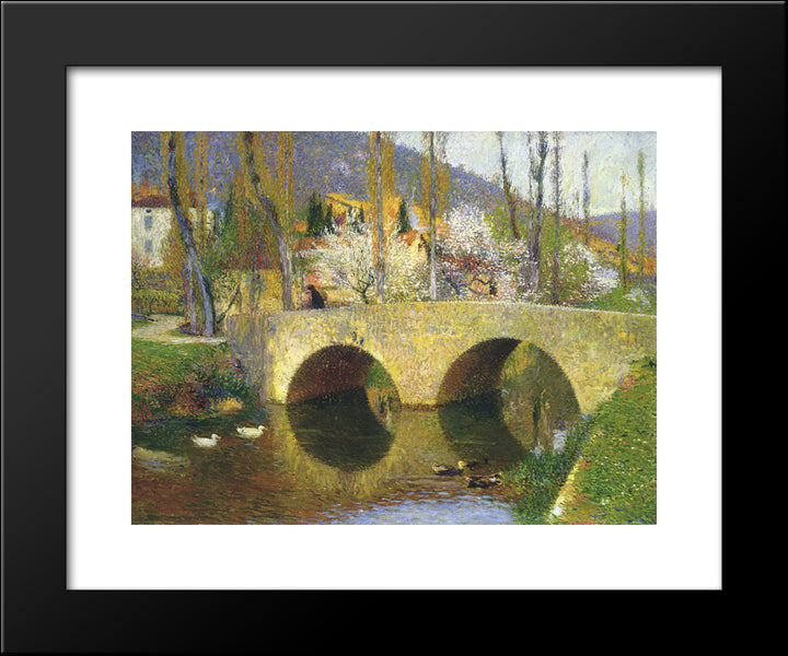 The Bridge At Labastide Du Vert In Spring 20x24 Black Modern Wood Framed Art Print Poster by Martin, Henri