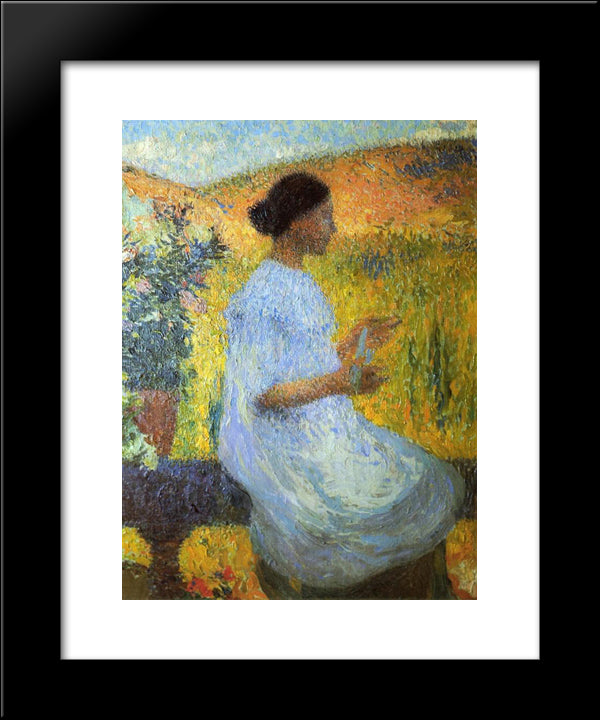 The Blue Dress 20x24 Black Modern Wood Framed Art Print Poster by Martin, Henri
