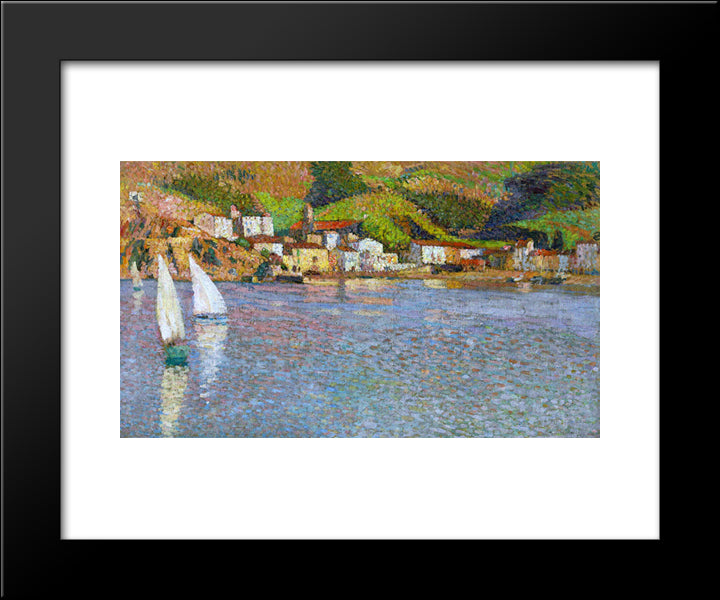 The Village In Port Of Collioure 20x24 Black Modern Wood Framed Art Print Poster by Martin, Henri