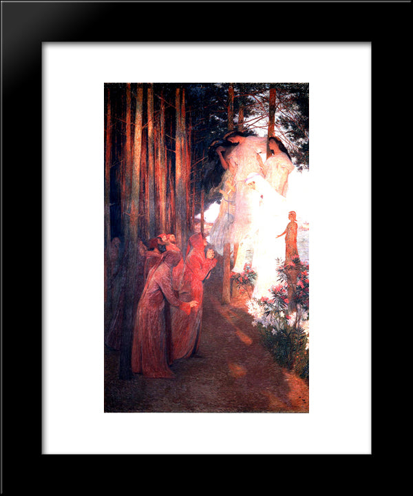 The Emergence Of Clemence Isaure With Troubadour 20x24 Black Modern Wood Framed Art Print Poster by Martin, Henri