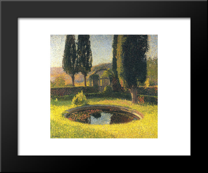 Fountain In South East Park In Marquayrol 20x24 Black Modern Wood Framed Art Print Poster by Martin, Henri