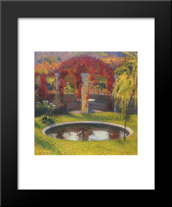 Fountain In Marquayrol 20x24 Black Modern Wood Framed Art Print Poster by Martin, Henri