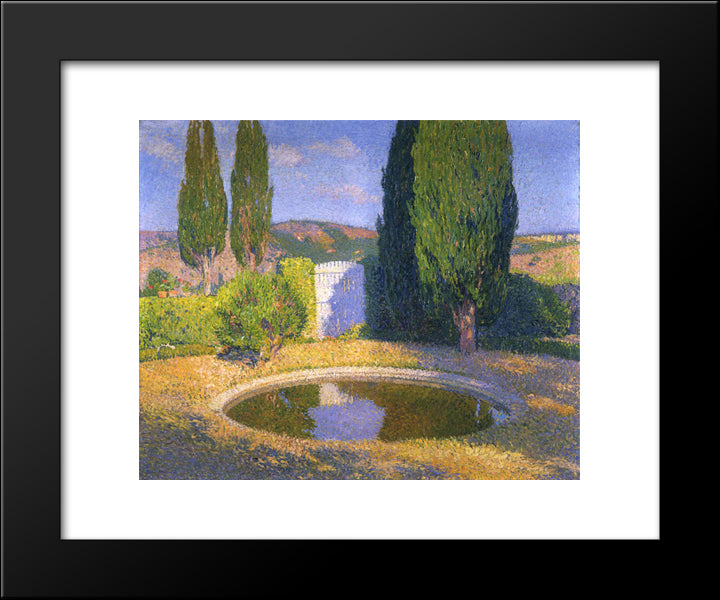 Fountain In Summer 20x24 Black Modern Wood Framed Art Print Poster by Martin, Henri